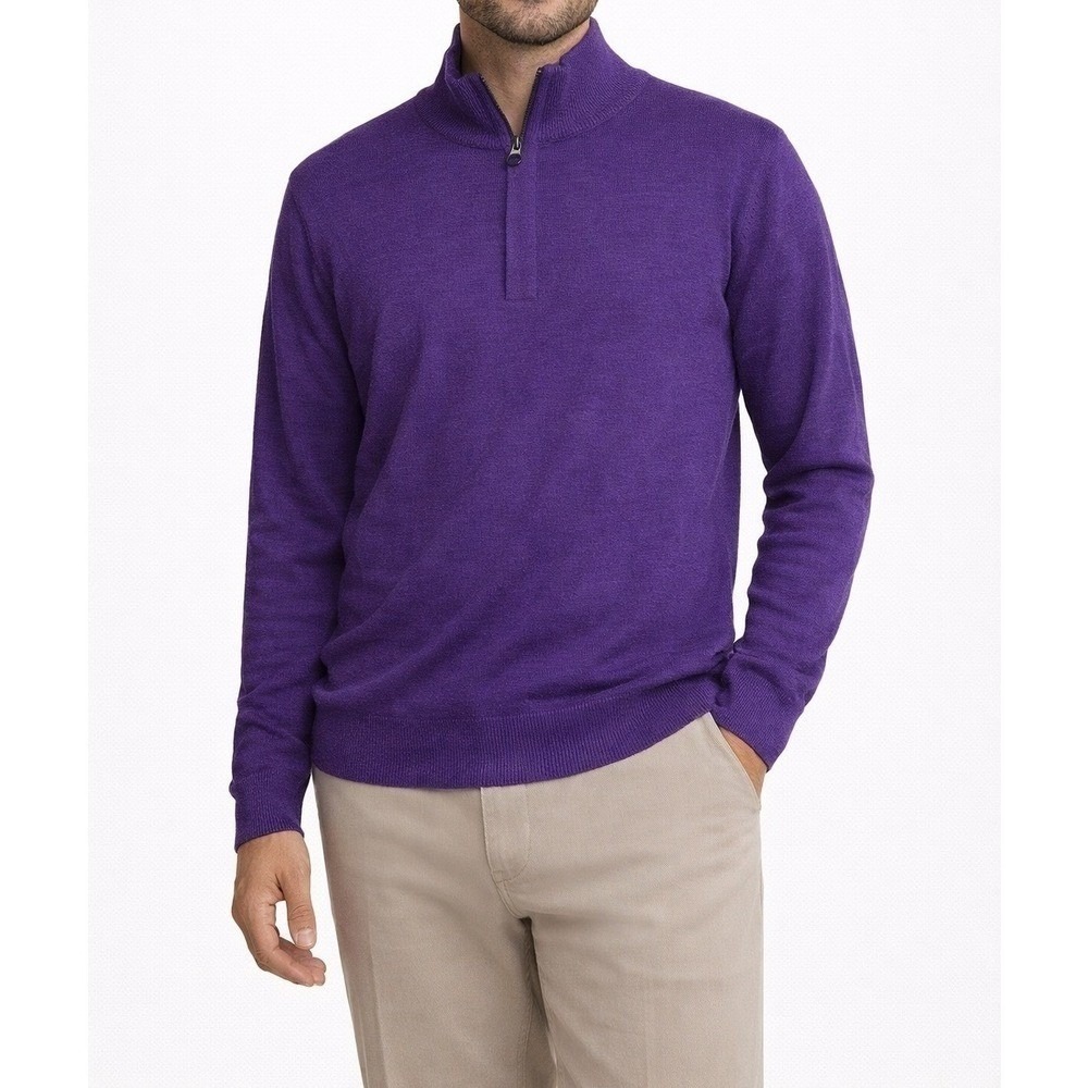 Banana Republic Merino Wool Quarter Zip Sweater Men's Pullover Purple L